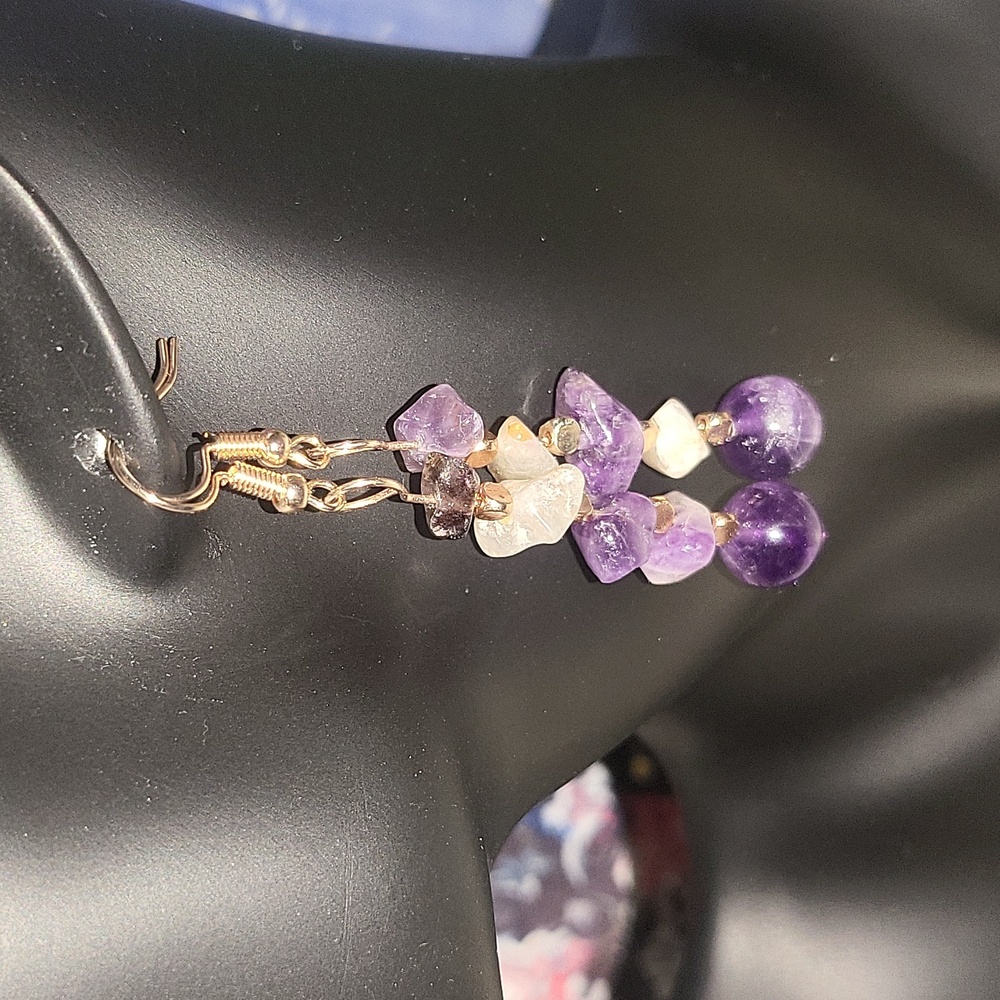 Gemstone Amethyst earrings - Picture 4 of 4